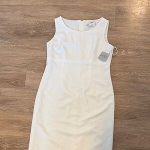 Kasper White Sleeveless Midi Dress
